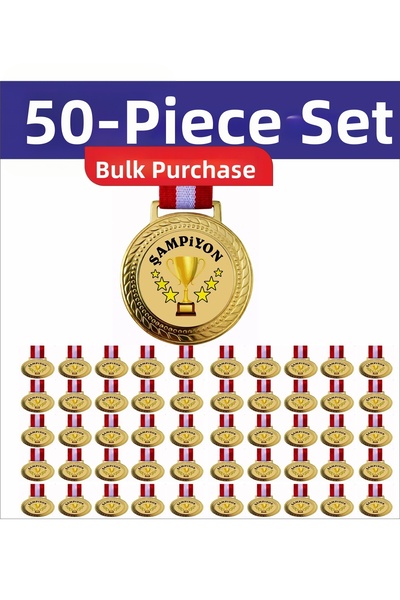 Miro Toys 50 τεμάχια Μετάλλια Πρωταθλητών – Σετ Βραβείων με Χρυσές Κορδέλες, ...