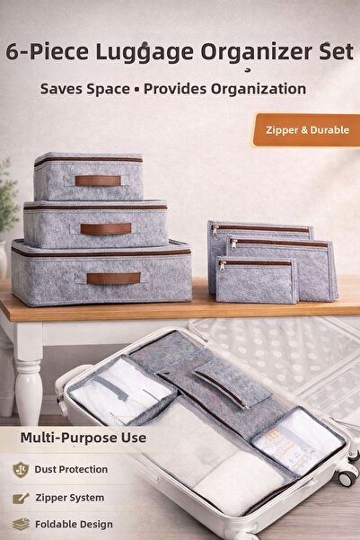 Funny Life Σετ οργάνωσης βαλιτσών 6 τεμαχίων, τσάντα με φερμουάρ, σετ ταξιδιο...