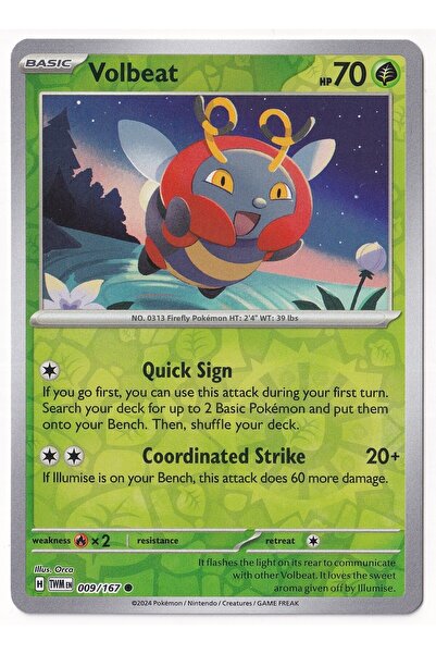 Pokemon Volbeat [Reverse Holo] 009/167 - Twilight Masquerade - Card (Mint)