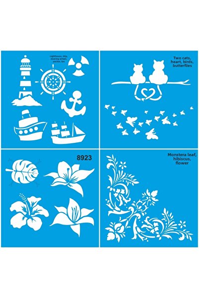 StencilSepeti مجموعة كارما ديزين من 4 قطع 15 20x20