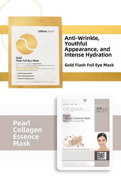 Dermal 3-Layer Gold Eye Mask and Brightening, Moisturizing Pearl Extract Coll...