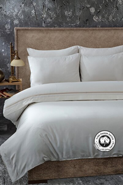EvienHome Κεντημένο 100% βαμβακερό σατέν σετ διπλού παπλωματοθήκης 4 τεμαχίων...