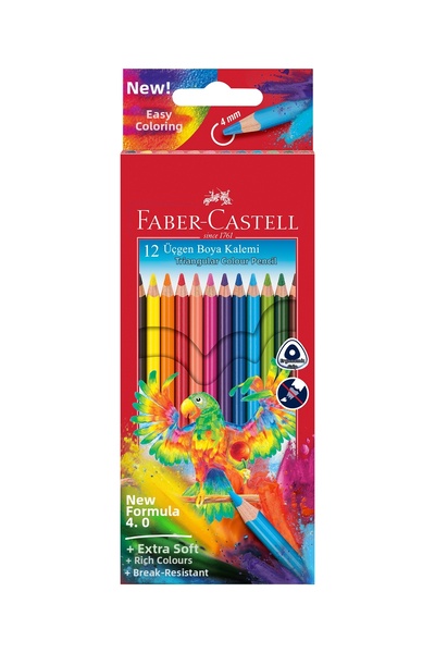Faber Castell قلم تلوين مثلث الشكل، 4.0 مم، 12 لونًا، ألوان نابضة بالحياة ولا...