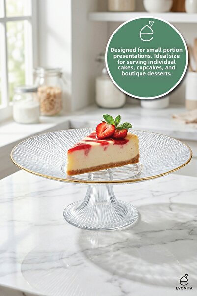 EVONİTA Βάση για τούρτες με γυάλινα πόδια 21 εκ. Πιατέλα σερβιρίσματος για κέ...
