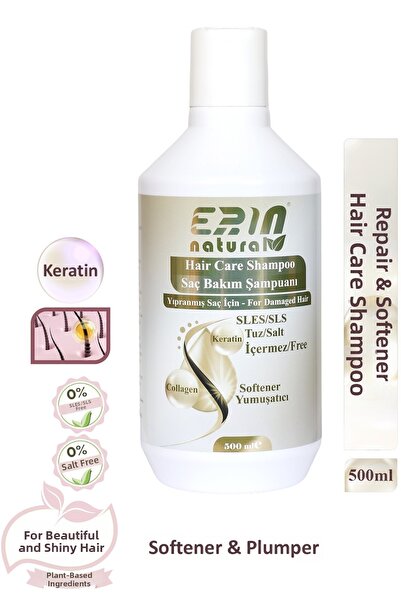 Erin Natural Yıpranmış Saçlar Için Bakım Şampuanı - Sülfatsız & Tuzsuz 500 ml