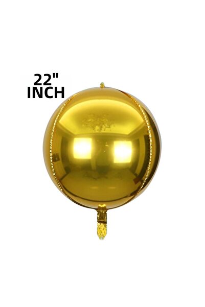 Patladı Gitti 4D Large Size Gold Globe Foil Balloon 22" Inches