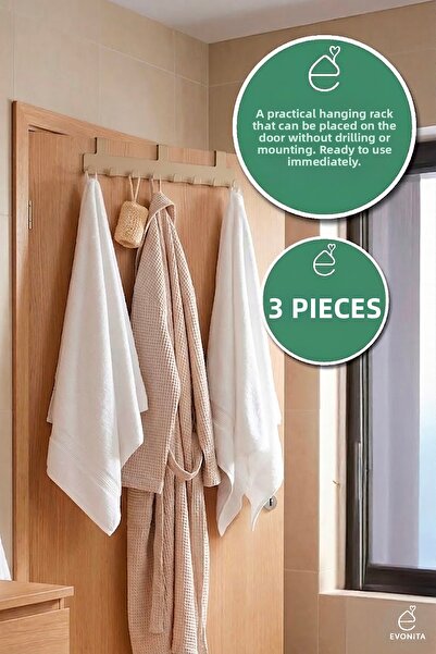 EVONİTA Κρεμάστρα πίσω από την πόρτα, Σετ 8 κρεμάστρων, Οργανωτής για πετσέτε...