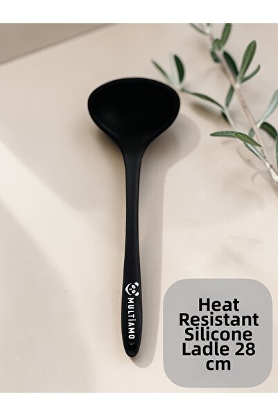 Multiamo Hard Tip Heat Resistant Fireproof Non-Stick Silicone 28 cm Ladle 1 P...