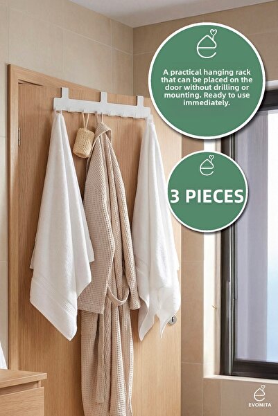 EVONİTA Κρεμάστρα πίσω από την πόρτα, Σετ 8 κρεμάστρων, Οργανωτής για πετσέτε...