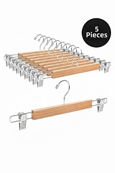 Generic Brand 5 Pieces - Clothes Hanger Wooden Hanger Latch Skirt Hanger