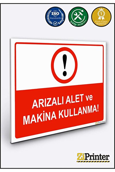 ZiPrinter لافتة تحذيرية لاستخدام الأدوات والآلات المعيبة ديكوتا 25x35 سم