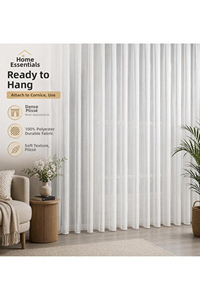 Tül Shop Iron-Free Titi-Bamboo Model Tulle Curtain 1/3 Regular Pleated Qualit...