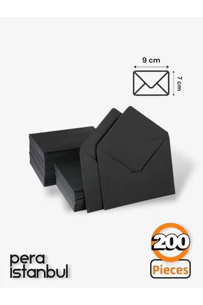 Pera İstanbul 200 Pieces Black Color Small Envelopes 7X9