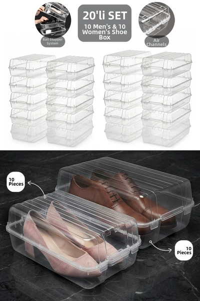 Meleni Home Θήκη οργάνωσης αποθήκευσης παπουτσιών - Seethrough