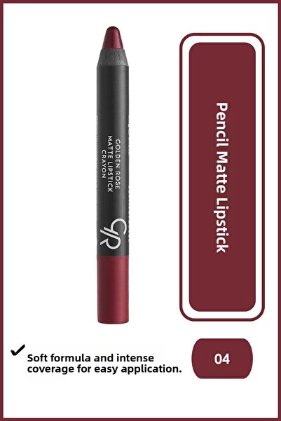 Golden Rose Matte Lipstick Crayon No:04 Red Rose - Mat Kalem Ruj