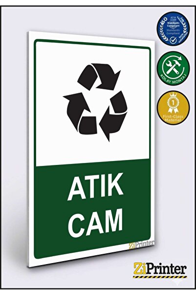 ZiPrinter لافتة تحذير من الزجاج المستعمل ديكوتا 50x70 سم