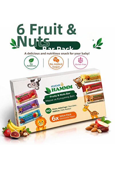 Hammm Fruit & Nut Bar Set 6-Pack 168 g Natural Snack