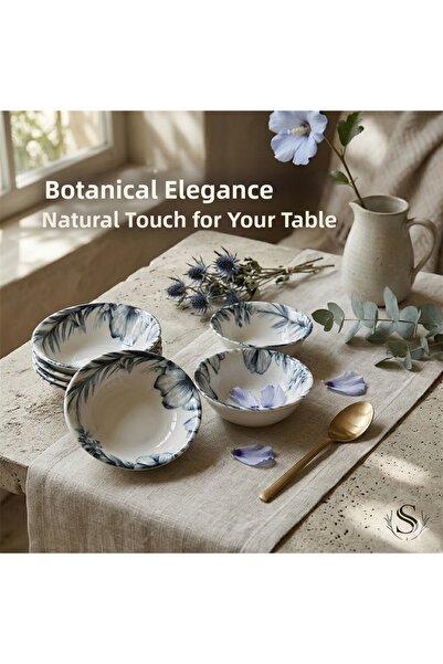 Altijara Patterned dinner soup bowl porcelain conical bowl 14cm set of 6