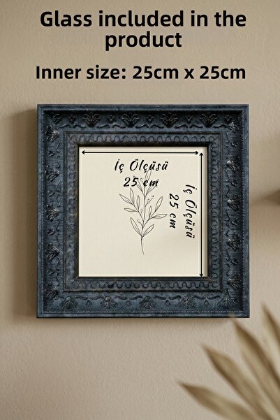 Asya Çerçeve Decorative Luxury Antique Square 25X25 Glass Plastic Photo Frame