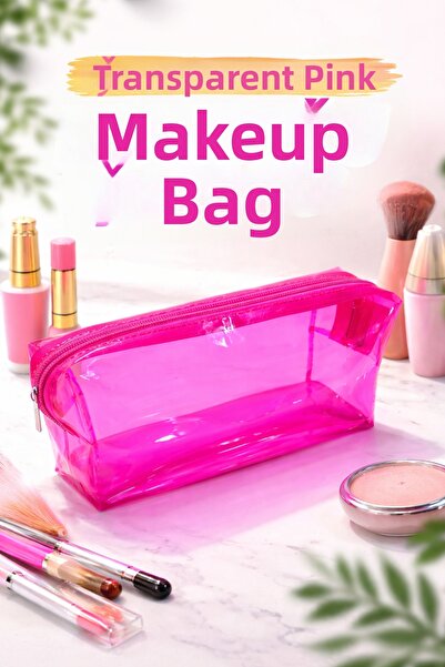 MGEStore Διαφανής τσάντα μακιγιάζ PVC Καλλυντική τσάντα με φερμουάρ Organizer...