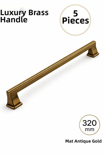 Badem10 LÜX OLİFKA Ματ Αντικέ Κίτρινο 320 mm Σετ 5 λαβών Μοντέρνα Κομψή Ανθεκ...