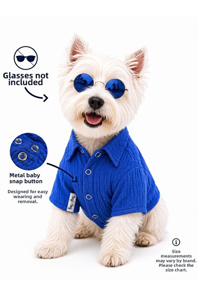 DOGİ&DOG Small Breed Saks 100% Cotton Muslin Summer Cat Shirt Dog Shirt Dog C...
