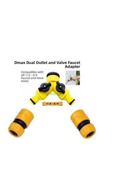 bym yapı Συσκευή σύνδεσης βρύσης με διπλή βαλβίδα εξόδου + Σετ 2 αντάπτορες σ...