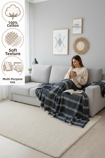 CESSTORE Double Pike and Sofa Cover, 100% Cotton, Soft Textured Multi-Purpose...