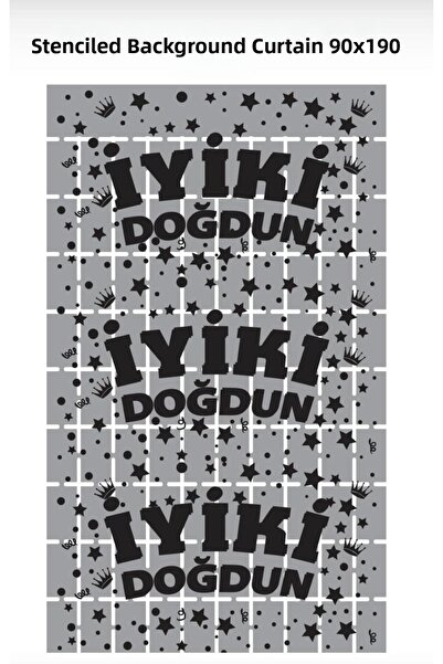 kidspartim Μεταλλιζέ Ασημί PötiKare Μαύρο Στολίδι Φόντου με Στάμπα 90x190 εκ.