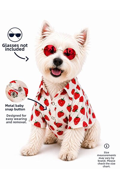 DOGİ&DOG Small Breed Strawberry Summer Cat Shirt Dog Shirt Dog Outfit (1-10kg)