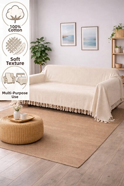CESSTORE Double Pike and Sofa Cover, 100% Cotton, Soft Textured Multi-Purpose...