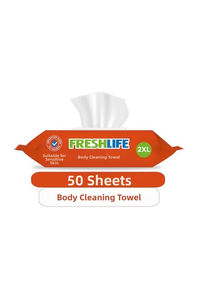 Sleepy Freshlife Body Cleansing Towel 2XL White Soap Scented 50 Pieces