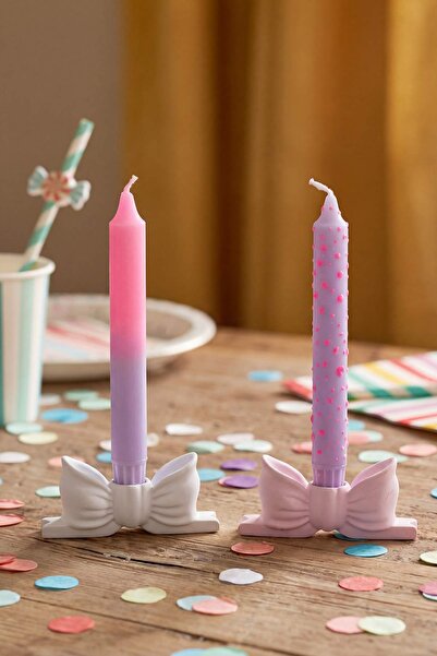 TRENDYOLMİLLA HOME مجموعة من حاملين شموع سيراميك على شكل فيونكة (الشمع غير مت...