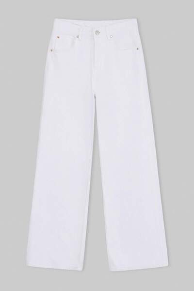 Συλλογή Trendyol Λευκό DOLPHINE ψηλόμεσο τζιν 100% βαμβακερό με φαρδιά μπατζά...