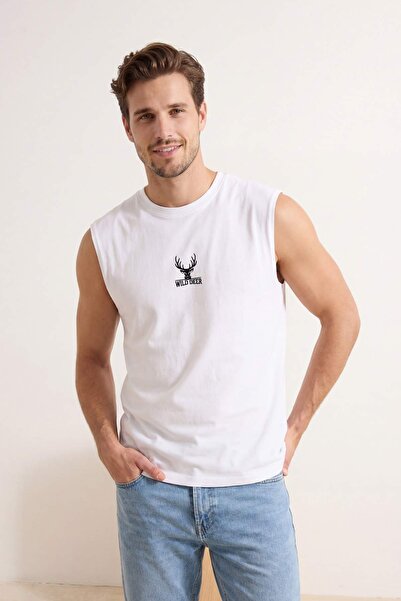 Συλλογή Trendyol Λευκό oversized / Φαρδιά Γραμμή 100% Βαμβάκι Με κέντημα Αθλη...