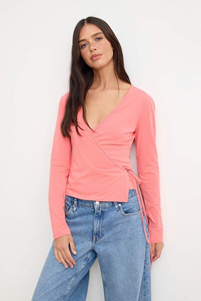 Συλλογή Trendyol Πλεκτή Μπλούζα με Σχέδιο Άνθος Ρόδι, ίσια εφαρμογή, διπλό πέ...