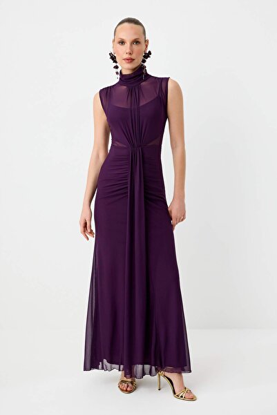 Συλλογή Trendyol Μωβ Απλό Πλεκτό Τούλινο Μάξι Βραδινό Φόρεμα & Φόρεμα Αποφοίτ...