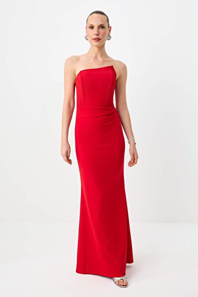 Συλλογή Trendyol Κόκκινο ίσιο υφαντό βραδινό φόρεμα Finike Maxi & Φόρεμα επισ...