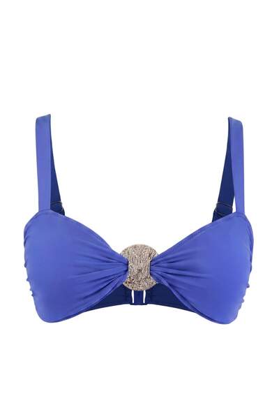 Trendyol Curve Saks Μπλούζα μπικίνι μεγάλου μεγέθους με χοντρά λουράκια και χ...