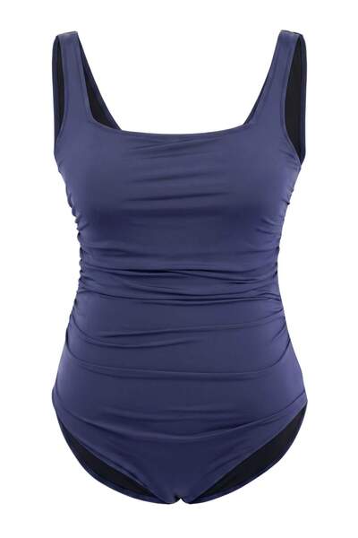 Trendyol Curve Μαγιό μεγάλου μεγέθους με τετράγωνο λαιμόκοψη και κορδόνι σε μ...