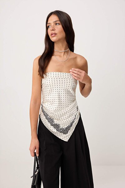 Trendyol Kollektion Ecru Pauntiye-Muster Spitze bedruckte gewebte Bluse TWOSS...