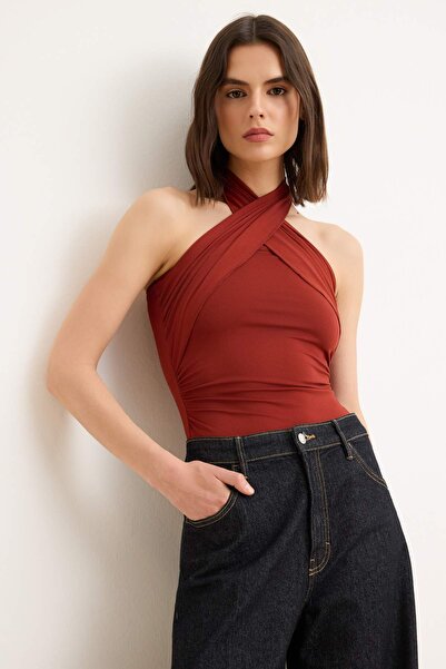 Συλλογή Trendyol Πλεκτό κορμάκι Με δέσιμο χωρίς μανίκια Ελαστικό πλεκτό, που ...