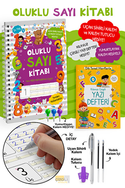 Parodi Yayınları Oluklu Sayı Kitabı - Sihirli Kalem Seti - Kabartmalı Yeniden...