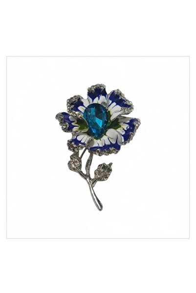 ESJ Kristal Taş Çiçek Kadın Broş B455 Ebat: 3,4*5,2 Cm