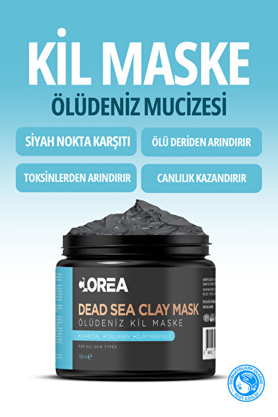 Clorea Kömür Mineralli Ölü Deniz Kil Maskesi Kolajen Siyah Nokta Ölü Deri-Tok...