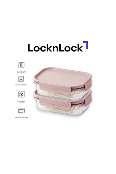 locknlock Classic Plus Rectangle Food Container 910ml (PACK of 2) – Pink, Air...