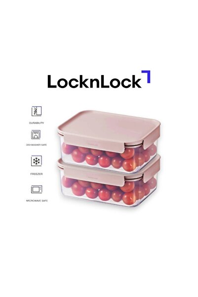 locknlock Classic Plus Rectangle Food Container 1.65L (PACK of 2) – Pink, Air...