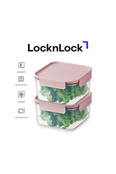 locknlock Classic Plus Square Food Container 1.25L (PACK of 2) – Pink, Airtig...