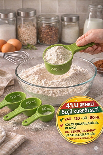 Open Home Concept 4’lü Ölçü Küreği Seti 240-120-80-60 ML | Un Şeker Baharat Ö...