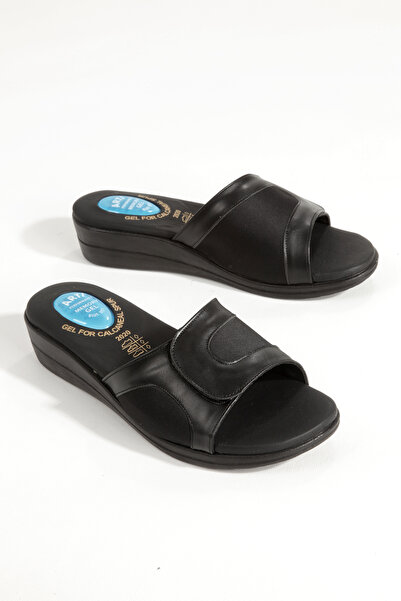 ARTI ARTI AYAKKABI Artı&Jel-5002 Orthopedic Jel Women's Black Creted Slippers...